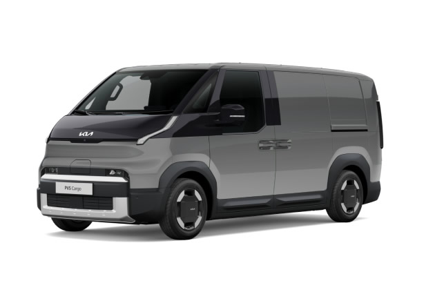 Seitenansicht eines grauen Kia PV5 Cargo.